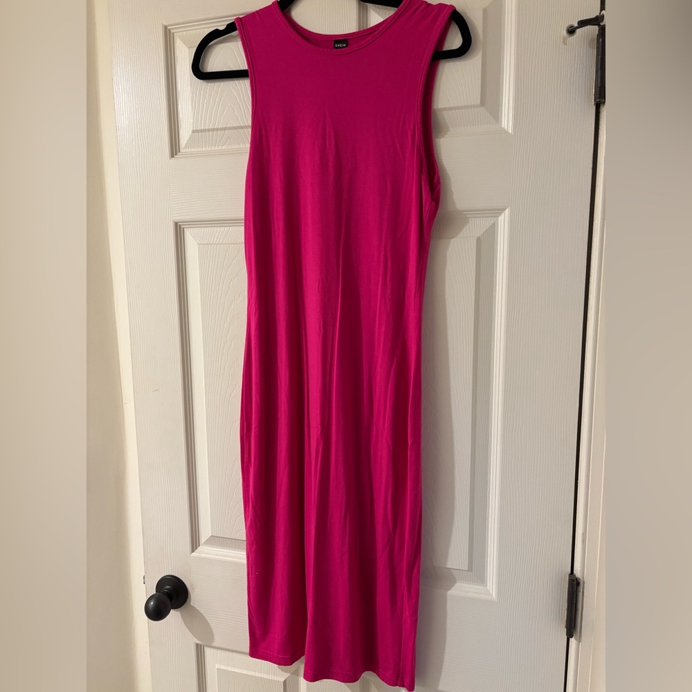 SHEIN Pink Mock Neck Bodycom Sheath Maxi Dress Medium